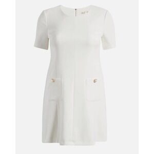 NWT Eliza J Dress Women 14 Ivory White Imitation Pearl Button Shift Dress